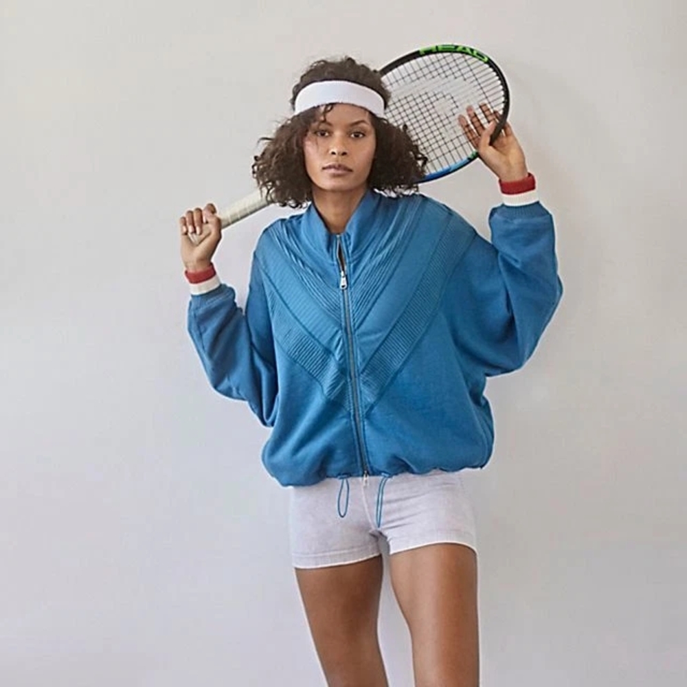 Free People Blue Track Jacket, Size L